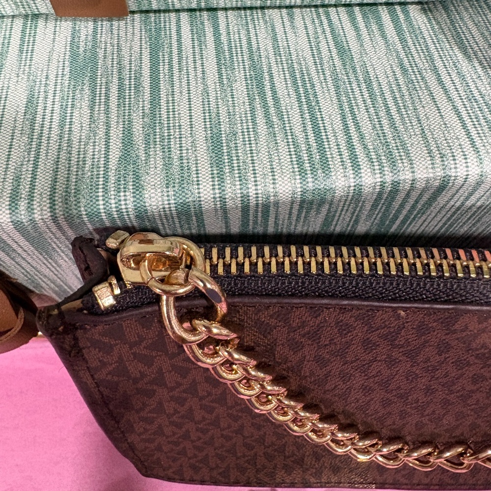 Michael Kors Brown Travel Bag with Gold Chain - Picture 3 of 6